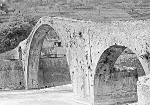 Medieval Bridge Architecture Prints: View of Devil's Bridge in Borgo a Mozzano