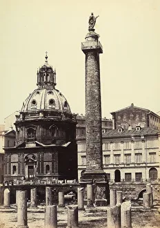 Historical European Landmarks Prints: View from the outside of the Forum of Trajan