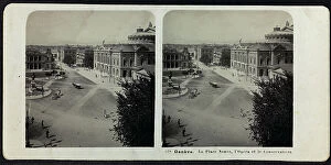 Switzerland Collection: View of Place de Neuve in Geneva with the Grand-Thtre; Stereoscopic photograph