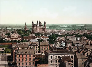 St Peter's Church Germany Prints: View of Worms, in Germany, with the Cathedral of St