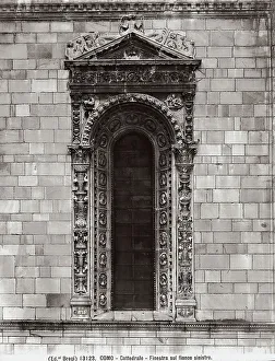 European Renaissance Period Prints: Detail of a window on the left side of Como's Cathedral