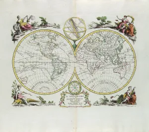 Antique Geographical Maps Prints: World Map and a general description of the globe