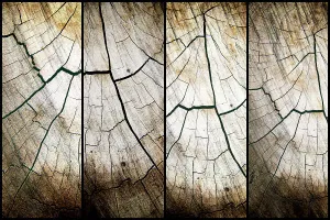 Nature Photography Artwork Prints: 4 panel cross section of tree cut