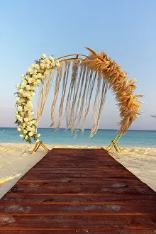 Colorful Floral Arrangement Prints: Aruba, Eagle Beach, Beach Wedding Setting
