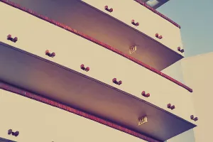 Apartment Building Design Prints: Building with exit signs