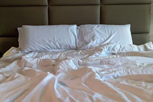 Cozy Hotel Room Prints: Wrinkled bed