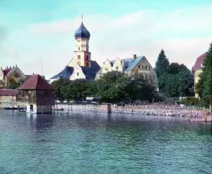 Print of Bodensee Totalansicht von Wasserburg am Bodensee Panorama