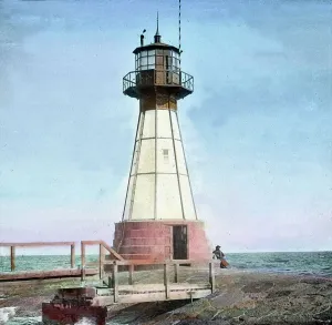 Print of a 1910s lighthouse on the Baltic Sea