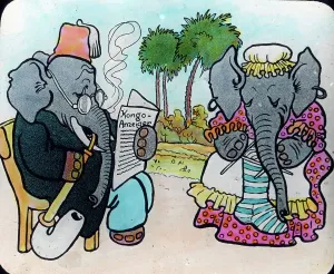 Vintage Print of a 1910s Elephant Family Comic