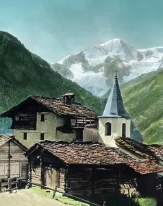Gotthard Simplon Bahn Print, La Sage and the Pique d'Arolla Landscape
