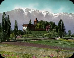 Print of Blonay Castle near Clarens, Switzerland