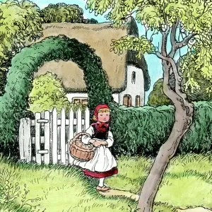 Little Red Riding Hood Print, Hand-Coloured Glass Slide