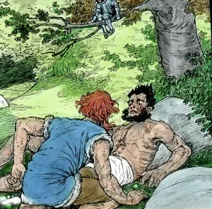 Print of The Valiant Little Tailor in hand-coloured glass slide