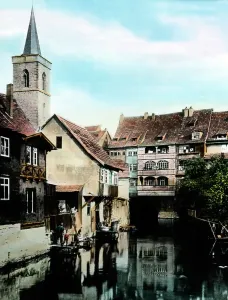 Print of Erfurt's Krämerbrücke over the Gera River, Thuringia