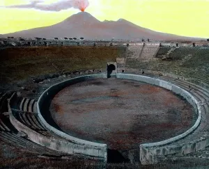 Vulkanismus Das Amphitheater in Pompejji Print