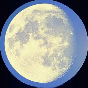 Hand-coloured glass slide Print of a Moon Volcano