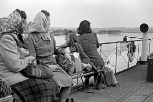 Framed Print : Lebus an der Oder Print, 1949: Ship Passengers on the River Framed Print : Lebus an der Oder Print, 1949: Ship Passengers on the River