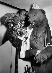 Spain Print, 1957 - Salvador Dali with stuffed bear