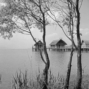 Bodensee Pfahlbauten Print, Stilt Houses at Bodensee Lake