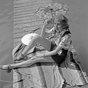 1930s German Lake Scene Print