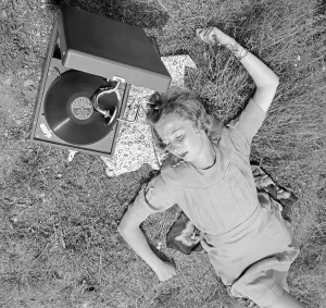 Electrola Gramophone Print with Young Woman