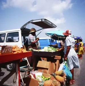 Barbados Market Scene Print, 1985