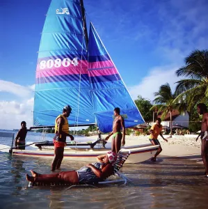 Barbados Segeln mit dem kleinen Katamaran Print