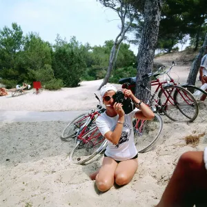 Mallorca Print: Woman Smoking on Beach