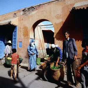 Marokko Straßenszene in Marrakesch Print