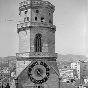 Stuttgart Print: Belfry of Stiftskirche Church