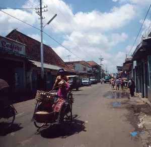 Print of Surabaya Street Scene on Java Island, Indonesia 1980s
