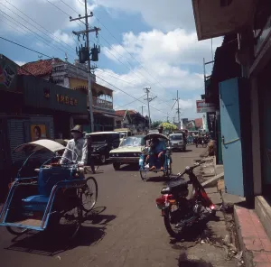 Java Print: Surabaya Street Scene, 1980s