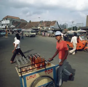 Print of Jakarta Market Scene, Java, Indonesia 1980s