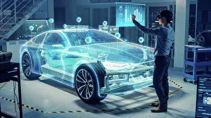 Images Dated 11th June 2021: Automotive Engineer Using a Virtual Reality Headset Print