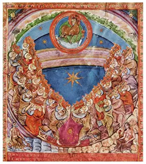 Prints of The Beringarius Codex. The adoration of the Lamb from the Codex Aureus of St. Emmeram. Dated 9th Century Aureus Prints: 9th Century Illuminated Manuscript Print of The Adoration of the Lamb