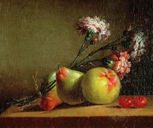 Prints of Carnations, Pears, Cherries and an Apple on a Table Anne Vallayer-Coster (1744-1818 French) Oil on canvas Christie's Images, London, England Anne Vallayer-Coster Prints: Carnations, Fruits Print