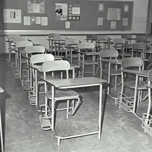 2001 Prints: Empty Chairs in a Classroom Print