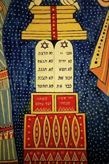 Prints of The ten commandments. Table de la Loi. Moses and Aaron. Morris Hirshfield (American, b, Poland - 1872-1946). 1944. Oil on canvas. The jewish Museum New York. New York. USA September Prints: Print of Moses and Aaron