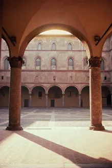Travel Destinations Europe Prints: Courtyard of a castle, Castello Sforzesco