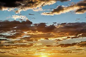 Cloudy Evening Sky Prints: Dramatic cloudy sky at sunset, background, Arizona, USA, North America