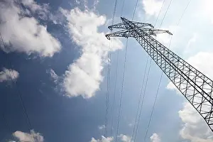 High Voltage Transmission Lines Prints: Electrical tower in spring time