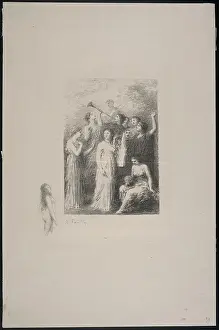 Prints of Frontispice. L'Aveugle, Goddesses, Muses Greek deities. Henri Fantin-Latour (1836-1904). Lithographs and Other Prints Henri Fantin-Latour Prints: Frontispiece Print of Blind Woman with Greek Goddesses and Muses