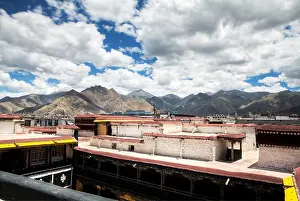 December Prints: High Angle View Print of Lhasa Residential Structure