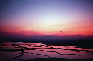 Natural Phenomenon Photography Prints: High angle view of travertine pools