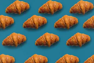Prints of Horizontal croissant pattern with blue background March Prints: Blue Background Horizontal Croissant Print