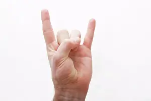 One Person Cutout Image Prints: Horns gesture