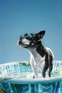 Dog In Pool Print