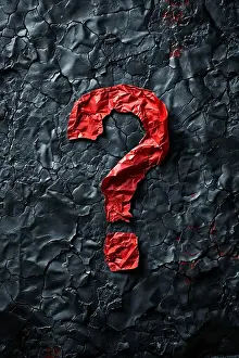 Black Background Symbol Prints: A red question mark is on a black background