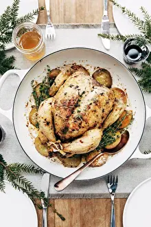 Roasted Chicken Prints: Roasted chicken on a table