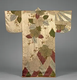 Metallic Thread Embroidery Prints: Robe (Kosode) with Cherry Blossoms